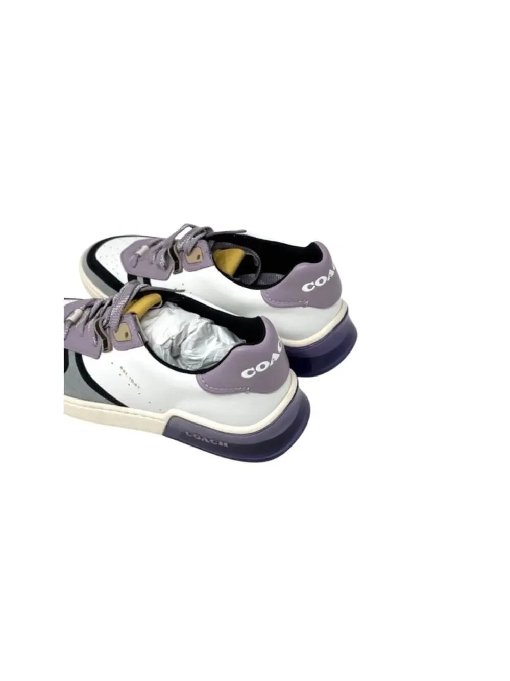 Coach Citysole Sue Court Sneakers 7.5 White/Soft Lavender in box